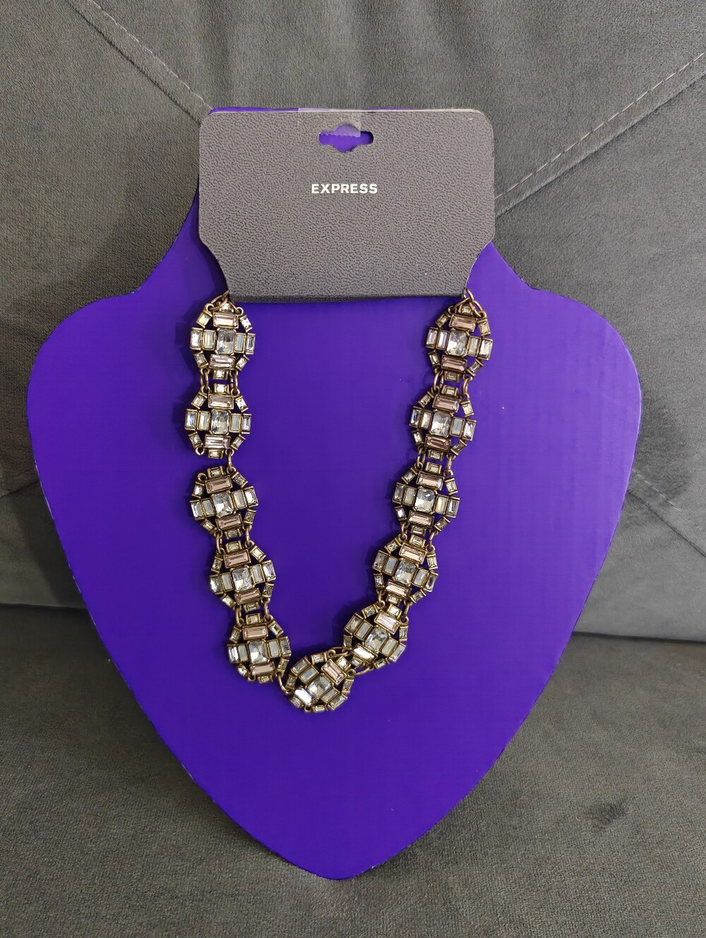 Express Gold Tone Chunky Rhinestone Statement Collar Necklace NWT